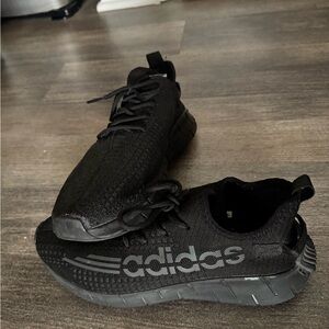 adidas All-Black Knit Lace-Up Sneakers
